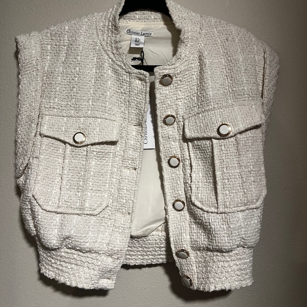 Christian LaCroix NWT cream tweed vest size small